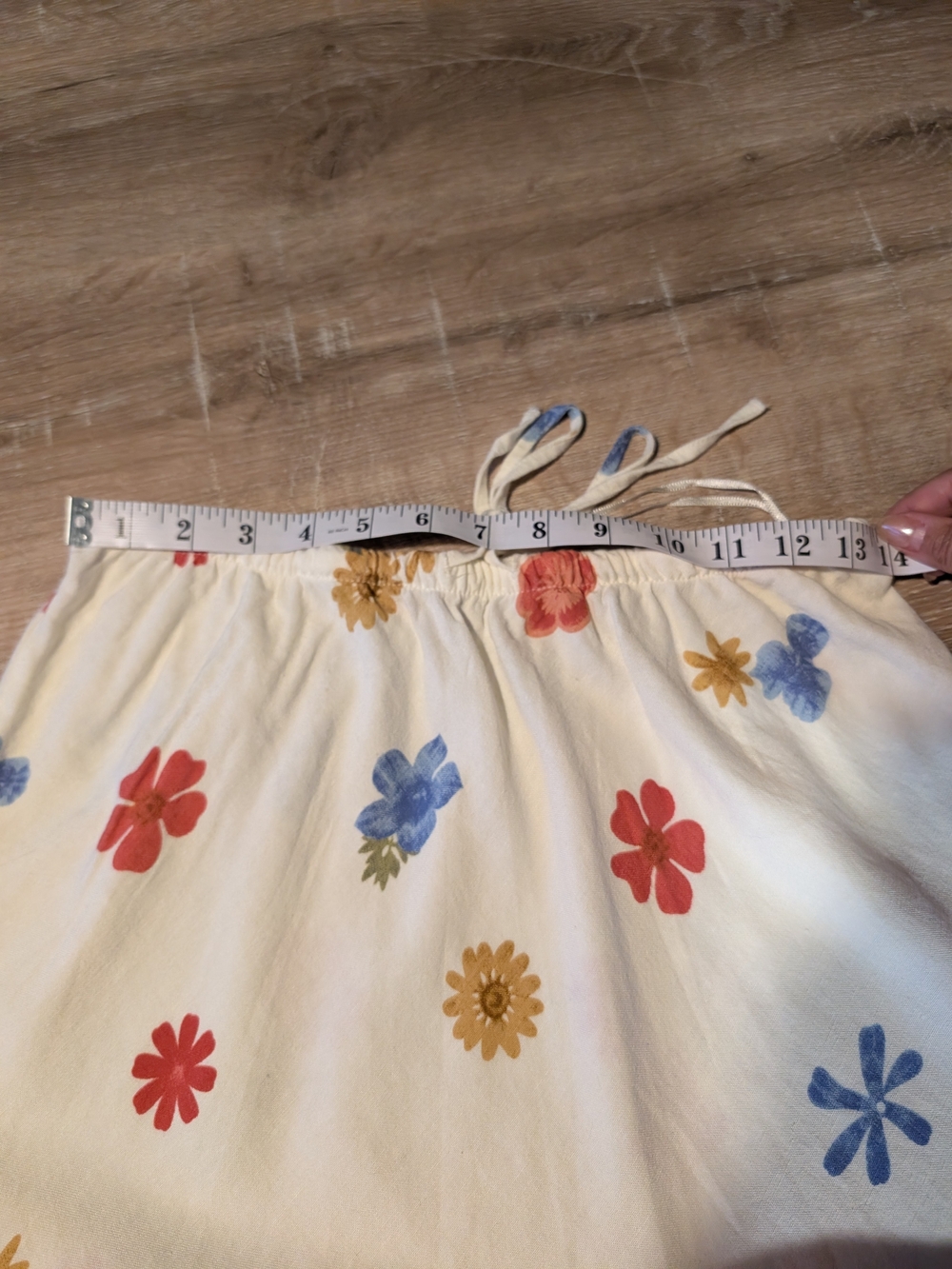 Women's A Line Floral Cotton Blend Skirt in Cream with Red, Blue & Gold Flowers - Picture 3 of 5